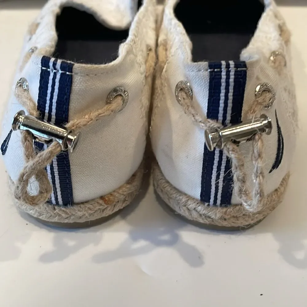 Nautica Rudder 2 Anchor Espadrille Slip-on White Lace Shoes Women's 9